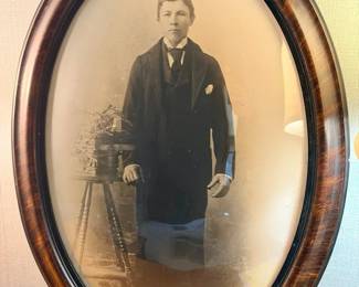 Antique Framed Photo Behind Bubble Glass
