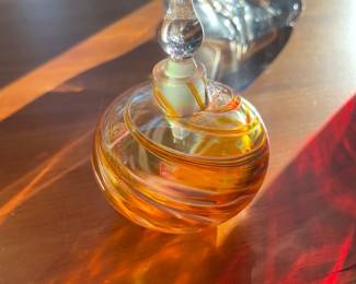Orange blown glass bottle $24 as is