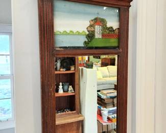 Antique reverse painted glass mirror