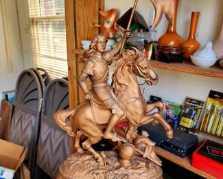 Antique Joan of Arc gilt metal sculpture