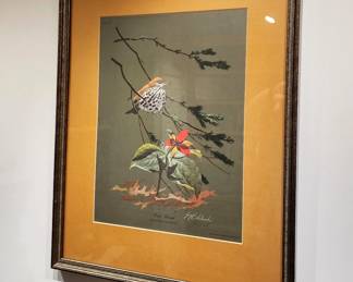 Guy Coheleach "Wood Thrush" signed framed print