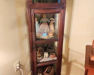 Small arch top wood display cabinet