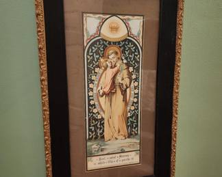 Antique framed print of Saint Anthony of Padua