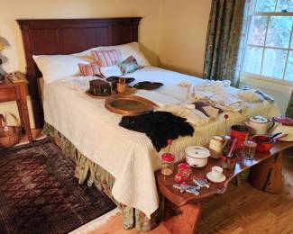 Queen bed with Serta Perfect Sleeper mattress and wood headboard