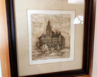 Framed signed limited edition print of the Knox County Courthouse by Knoxville native Ruthie Windsor-Mann