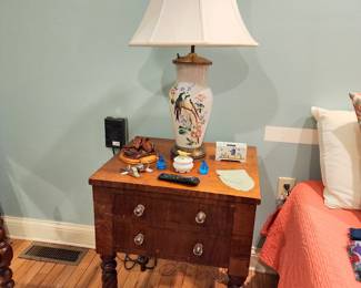 Antique 2 drawer stand with glass knobs