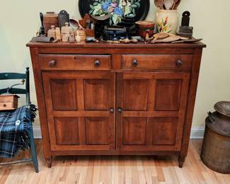Antique pie safe with tins on the sides