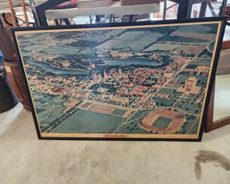Vintage large framed poster of the University of Notre Dame