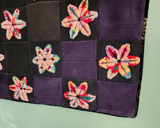 Amish / Mennonite "stumpwork" star embroidery quilt