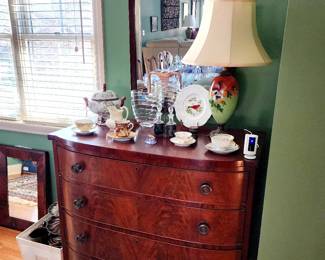 Antique flame mahogany 4-drawer chest