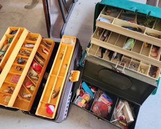 Several fishing tackle boxes