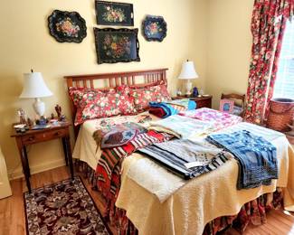 Queen bed with like new Sealy Posturepedic hybrid mattress and Vaughan-Bassett headboard