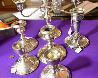 Sterling candleholders 