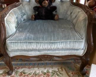 Vintage Italian Provincial Tufted Chair Mahogany