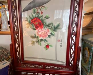 Chinese Silk Embroidery Swivel Panel