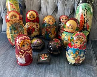 Matryoshka Dolls ~ various sizes and some painted boxes