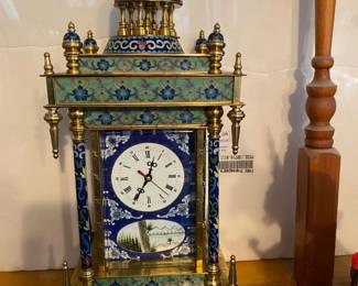Blue Cloisonne Vintage Mantel Clock