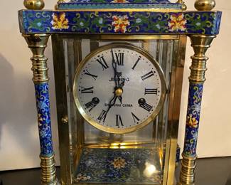 Vintage Chun Lei Cloisonne Mantel Clock