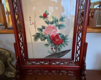 Chinese Silk Embroidery Swivel Panel