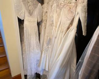 Wedding gowns ~ Very clean ! This talented seamstress used these to make baptism, communion & confirmation clothes ( as well as all the doll bride dresses you see in this sale )