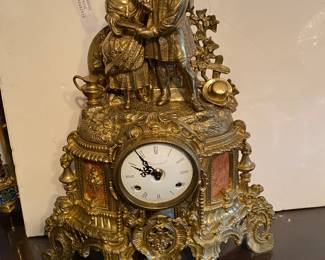 Antique Franz Hermie 8 Day Clock ~ Bronze & Marble ~ Courting Motif
