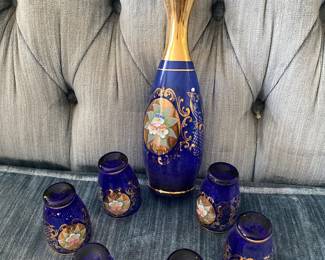 Vintage Murano Cobalt Decanter Set