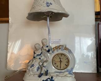 Vintage Victorian Style Clock with Pierced Lampshade