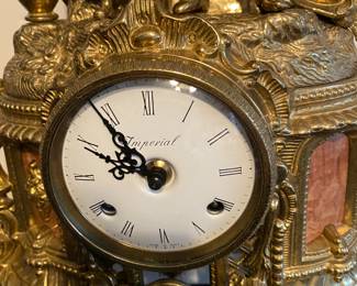 Antique Franz Hermie 8 Day Clock ~ Bronze & Marble ~ Courting Motif