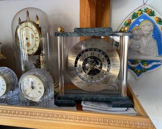 Green Marble & Brass World Clock