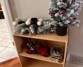 Bookcase and Christmas decorations 