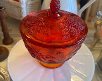 Wildly fun red vintage candy dish
