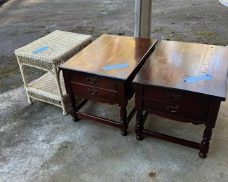 End Tables and wicker table 