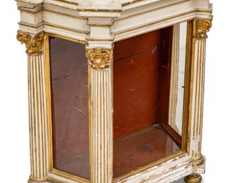 Lot 52
Italian Carved Partial Giltwood Vitrine, Ca. 19th C., H 30.5" W 29.25" Depth 14"