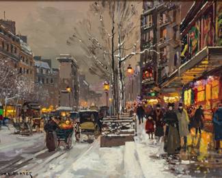 Lot 1001
Edouard Léon Cortès (French, 1882-1969) Oil on Canvas, 'La Porte St. Denis, Paris', H 15" W 21.5" Frame Size: H 20" W 27"