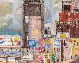 Lot 1031
Stanley Tardowicz (American/Detroit, 1917-2008) Oil on Artist Board 1960, 'David Whitney Building from Grand Circus Park', H 24" W 20" Frame Size: H 2