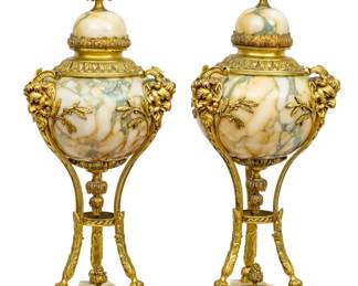 Lot 27
French Bronze and Marble Tazzas 19th.c., H 20.5" Dia. 8.5" 1 PAIR