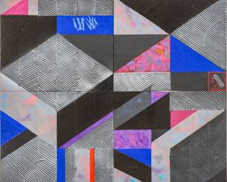 Lot 1013
Jean Weinbaum (Swiss, 1925-2013) Mixed Media on Canvas 1987, 'Architectonics I', H 56.3" W 66.3"