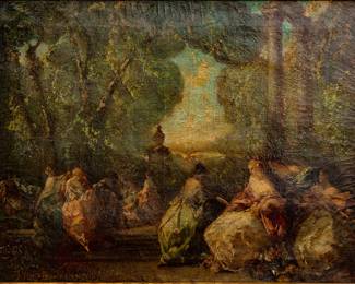 Lot 1012
Frederick Ballard Williams (American, 1871-1956) Oil on Canvas Late 19th/Early 20th Century, 'in Hours of Ease', H 27.5" W 35.5" Frame Size: H 36" W 4