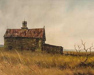 Lot 1038
Wayne Cooper (American, B. 1942) Oil on Canvas 20th Cent., 'Barn', H 24" W 48" Frame Size: H 30.25" W 54"