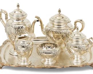 Lot 22
International Sterling Silver Five Piece Tea and Coffee Service Along with S.P. Tray 87 t oz 6 PCS