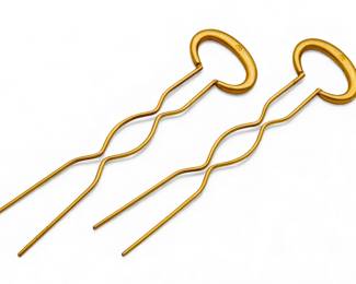 Lot 13
British Victorian 14k Yellow Gold Hair Pins 1 PAIR