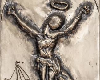 Lot 1045
Salvador Dali (Spanish, 1904-1989) Bas Relief Plaque 1977, 'Christ of St. John of the Cross (Silver Edition)', H 30" W 18"