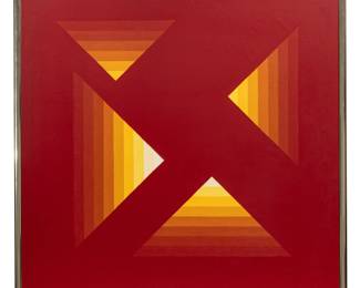 Lot 1047
Herbert Bayer (American, 1900-1985) Acrylic on Canvas 1970, 'Four Regressive Corners', H 40" W 40" Frame Size: H 41.5" W 41.5" Depth 1"