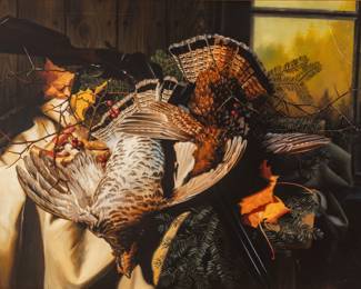 Lot 1035
Gunter H. Korus (German, 1925-2021) Oil on Canvas 'Double', H 26" W 36" Frame Size: H 31" W 41"