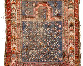 Lot 211
Karabaugh Hand Woven Wool Prayer Rug, Ca. 1870-1900, W 36" L 36"