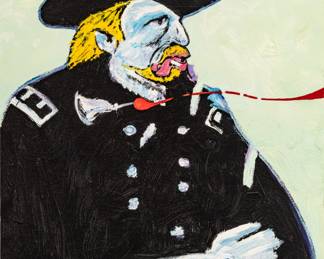 Lot 1041
In the Manner of Fritz Scholder (Luiseño Indian/American, 1937-2005) Oil on Canvas 'Custer', H 31" W 24" Frame Size: H 38" W 27"