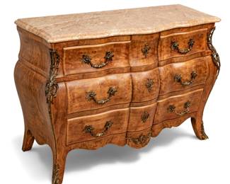 Lot 67
Italian Louis XV Style Marble Top and Walnut Commode H 36" L 50" Depth 21"