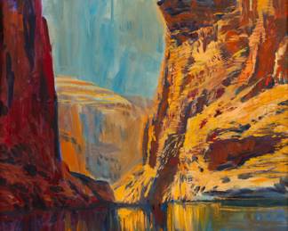 Lot 1026
Charles Schridde (American, 1926-2011) Oil on Canvas, Ca. 2000, 'Coffee Pot Rock Grand Canyon', H 29.25" W 23.25" Frame Size: H 37.25" W 31.25"