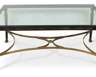 Lot 68
Louis XVI Style Brass and Glass Coffee Table 20th Cent., H 24" W 36.5" L 54"