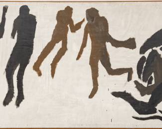 Lot 1010
John Goodyear (American, 1930-2019) Oil on Canvas 1958, 'the Struggle', H 100.25" W 55.5"